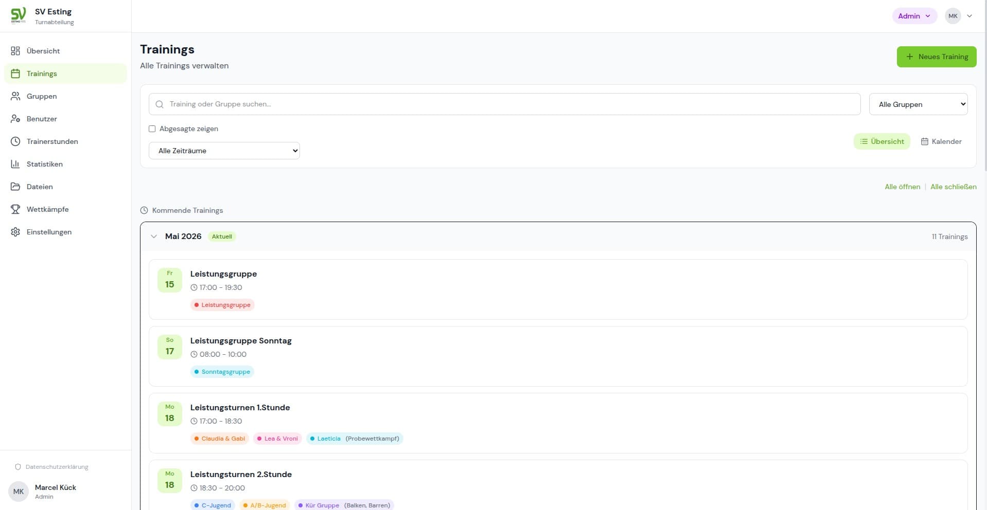 SV Esting — Turnen App